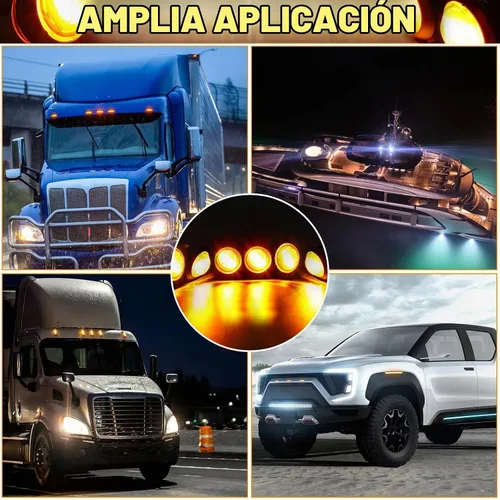 Vista 7 de 100 luces LED redondas de 3/4 pulgadas, 3 luces LED indicadoras laterales delanteras y traseras, luces direccionales IP68 impermeables para camión