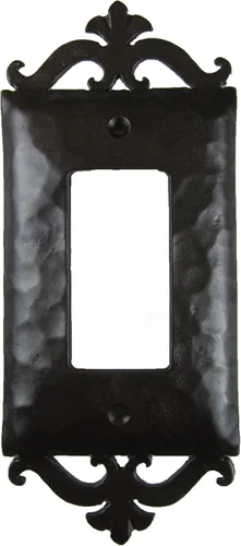 Vista 2 de Cubierta de placa de interruptor de pared de hierro forjado con desplazamiento español EPH23 (negro)