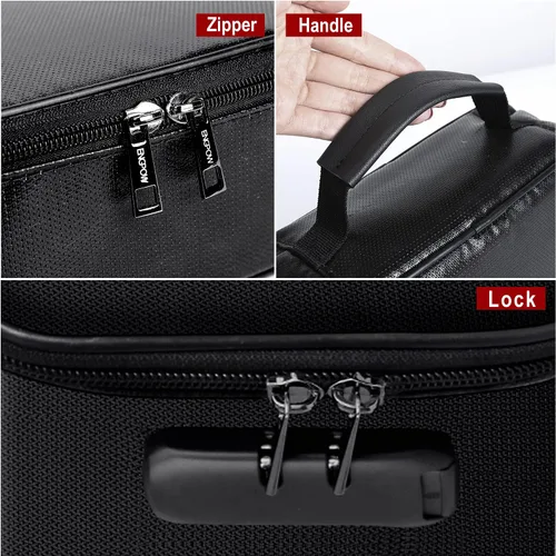 Vista 8 de ENGPOW Pequeño estuche organizador de almacenamiento ignífugo con cerradura (9"x 5.3"x 3.7"), bolsa billetera organizadora de monedas caja fuerte