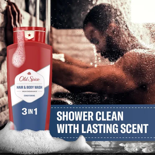 Vista 4 de Old Spice Refrescante acondicionador 2 en 1 para cabello y cuerpo para hombres, alta resistencia, 3X defensa, ducha fresca 24/7 con aroma duradero