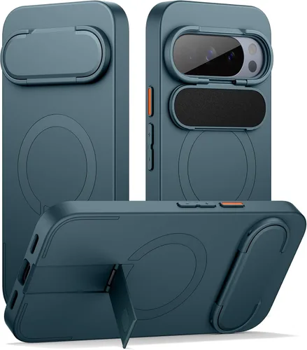 Vista 20 de SURITCH Funda para teléfono Google Pixel 9 Pro XL, compatible con MagSafe, funda protectora con cubierta de cámara y soporte de metal ajustable