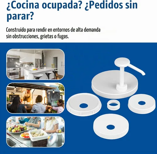 Vista 8 de Carlisle FoodService Products Kit universal de bomba de condimentos/dispensador con 5 tapas, color blanco
