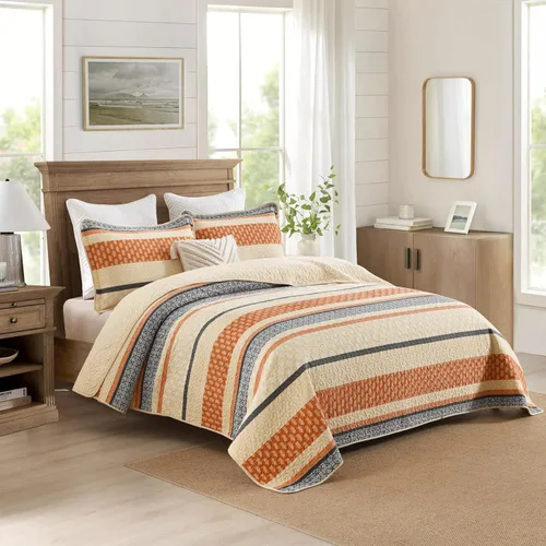 Vista 19 de Juego de ropa de cama con colcha Homzard tamaño individual - Juego de edredón 100% algodón, colcha de cama gris y azul para la cama, ropa de cama