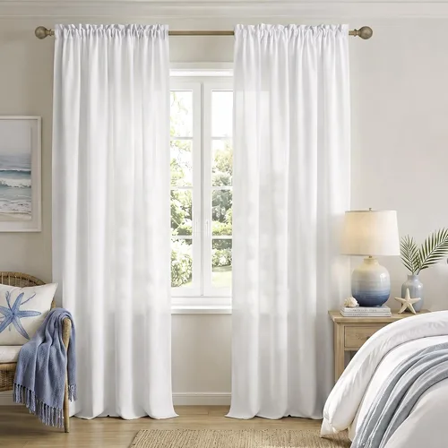Vista 68 de Mrs.Naturall - Cortinas transparentes con bolsillo para barra de 36x63 pulgadas de lino mezclado negro