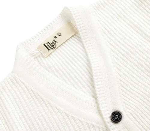 Vista 3 de Lilax Little Boys Basic Long Sleeve V-Neck Classic Knit Cardigan Sweater