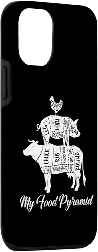 Vista 3 de iPhone 15 My Food Pyramid Cow Pig Chicken Funny Carnivore Meat Eater Case
