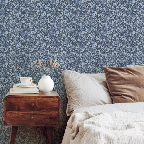 Vista 2 de Tempaper x She She Blue Flamboyan Removable Peel and Stick Wallpaper, 20.5" x 33', Made in the USA