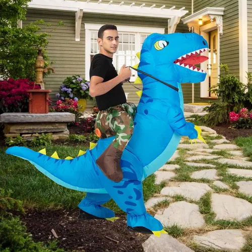 Vista 6 de Dinosaur Costume for Adults Inflatable Costume Adult Ride on Dinosaur Air Blow up Halloween Costume for Men and Women