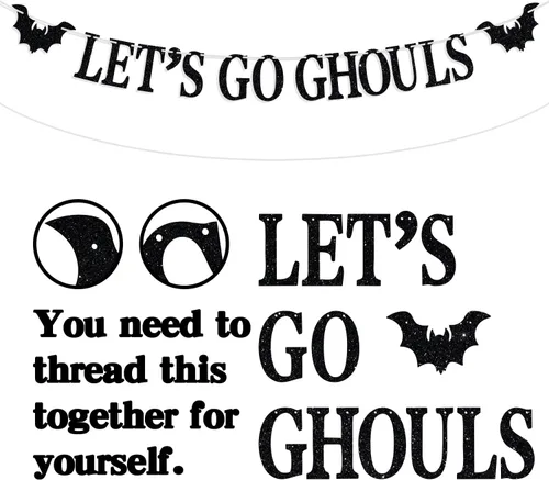 Vista 6 de Cartel Let's Go Ghoul, accesorios para fotos de fiesta de noche de Halloween, temática de fantasmas de terror, suministros de decoración de fiesta