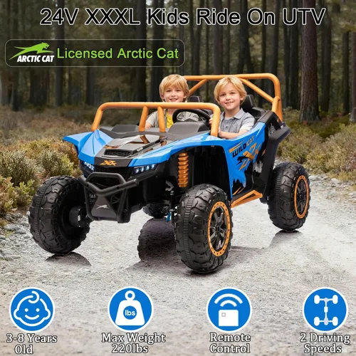 Vista 3 de 2026 XXXL 24V 4WD 2 plazas UTV todoterreno 4x4 a batería eléctrico de juguete con control remoto para niños y niñas, UTV 4 ruedas con música, Azul