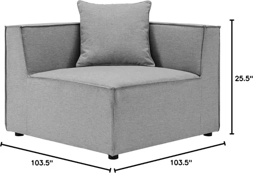 Vista 2 de Modway EEI-4388-GRY Saybrook Sofá seccional tapizado para patio en gris, juego de 8 piezas