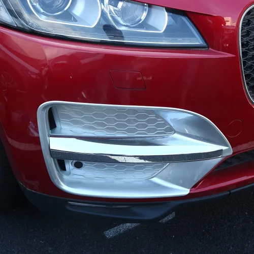 Vista 3 de YIWANG ABS cromo delantero niebla luz cubierta cubierta Trim 4 unids para Jaguar F-Pace X761 (plata mate)