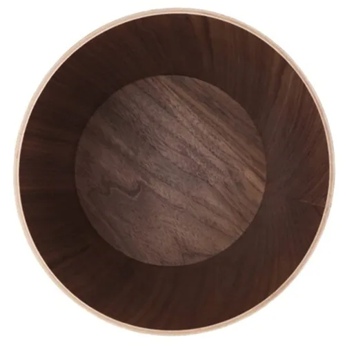 Vista 3 de Cubo de basura redondo apilable, de madera natural, para baños, cocinas, oficinas en casa (madera oscura)