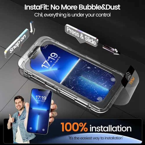Vista 2 de MOHAVE Paquete de 2+2 protectores de pantalla para iPhone 13 Pro Max de 6.7 pulgadas con protector de lente de cámara