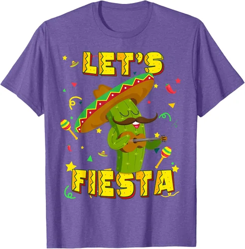 Vista 8 de Cinco De Mayo - Camiseta de regalo con sombrero de cactus Let's Fiesta, Negro, S