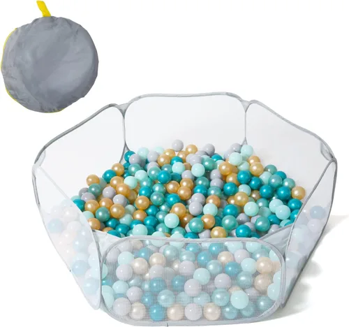 Vista 11 de STARBOLO Tienda de campaña para niños con pelotas, plegable para niños pequeños, piscina de pelotas, valla de gateo para interiores y exteriores