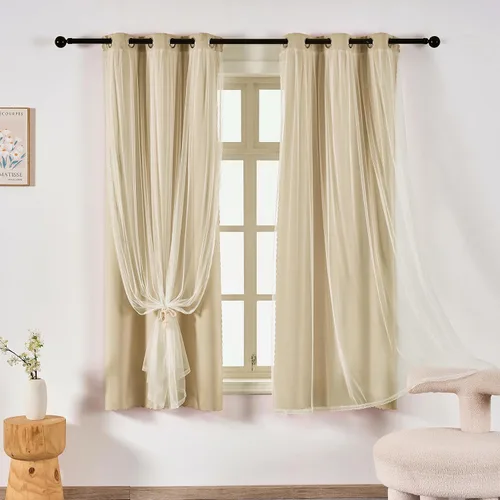 Vista 27 de indistar Home Cortinas opacas de doble capa con ojales sólidos en la parte superior, par de paneles de cortinas para ventana, 35 pulgadas de ancho x