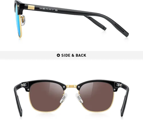 Vista 4 de MERRY'S S8054 gafas de sol polarizadas retro casi sin montura para hombre y mujer