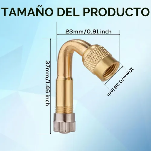 Vista 2 de Gosknor 2 piezas Extensión de Vástago de Válvula de Neumático, Adaptador de Extensión de Válvula de Inflado de Neumático de 45 Grados, Extensión