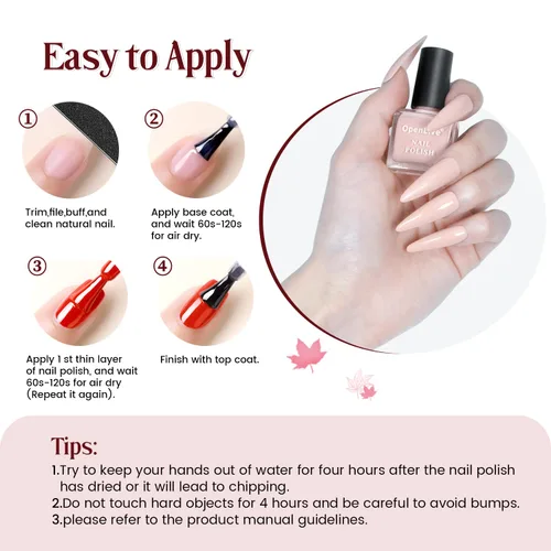 Vista 7 de OpenLive Juego de 12 esmaltes de uñas con combinación de 10 colores, 2 capas base y superior, esmalte de uñas de secado rápido de larga duración