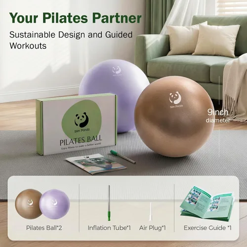 Vista 14 de Slim Panda Pilates Ball, 9 Inch Small Exercise Ball, Anti Burst Mini Yoga Ball for Stability, Workout, Barre, Core Strength, Physical Therapy