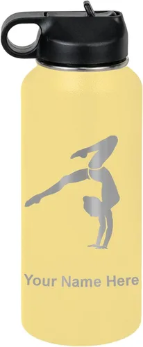 Vista 57 de LaserGram Botella de agua personalizada, soporte de mano de gimnasta, acero inoxidable de doble pared aislada al vacío con popote superior, regalo