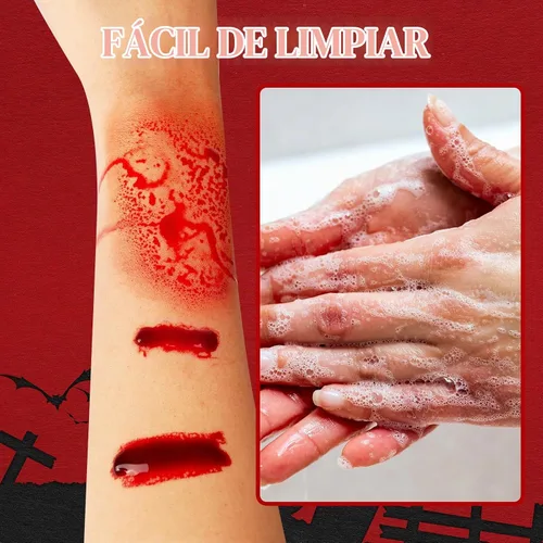 Vista 5 de Kit de colmillos falsos de sangre y dientes de vampiro, fiesta de Halloween, cosplay de vampiros
