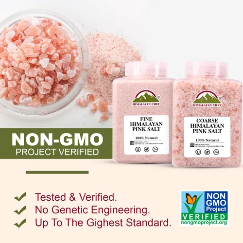 Vista 3 de Himalayan Chef Sal rosa del Himalaya, sal rosa fina y gruesa, sal 100% natural y orgánica, enriquecida con 84 minerales Sin OMG, vegano, Kosher