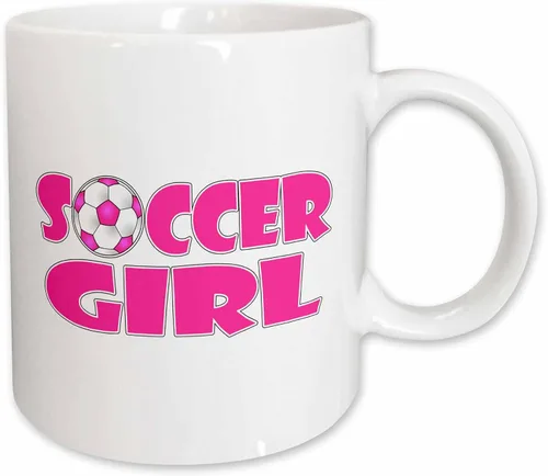 Vista 10 de 3dRose Soccer Girl Pink and White 11oz Two-Tone Blue Mug