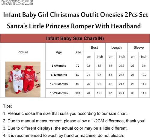 Vista 7 de BOUTIKOME Traje de Navidad para bebé niña disfraz de Papá Noel y princesa con volantes y manga larga para recién nacido