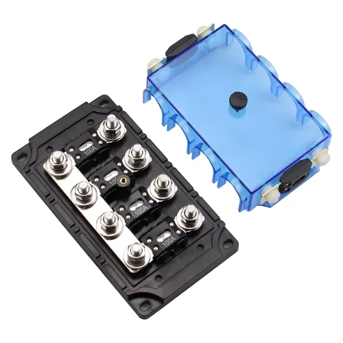 Vista 6 de Portafusibles MEGA/AMG de 2 vías con paquete de 4 fusibles atornillados 100A para reparación de automóviles, posicionamiento
