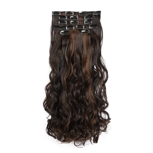 Vista 7 de OneDor® Extensiones de cabello sintético rizado de 20 pulgadas, 7 unidades, 4.53 oz (#99J rojo vino)