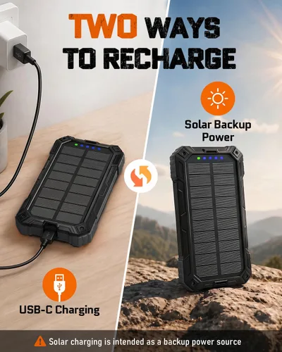 Vista 8 de Banco de energía portátil solar (negro)