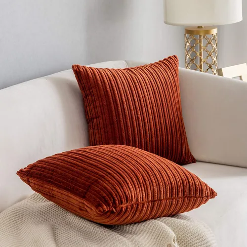 Vista 25 de Kevin Textile - Fundas de almohada de pana a rayas de 16 x 16 pulgadas, paquete de 2, color rosa bebé