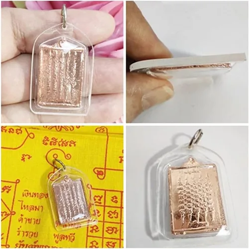 Vista 7 de Amuleto tailandés Buda colgante mágico sagrado para hombres mujeres Arjan Nu Kanpai Yantra 5 filas NAT collares ricos., Metal y plástico