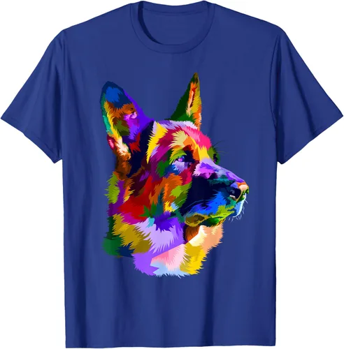 Vista 21 de Camiseta con retrato de pastor alemán para dueños de perros, Negro, S