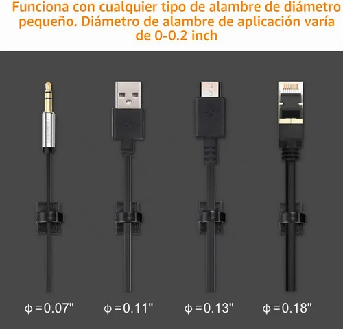 Vista 3 de Clips adhesivos resistentes para cables, paquete de 100 unidades, autoadhesivos, cable de cable, gestión de escritorio para oficina, hogar