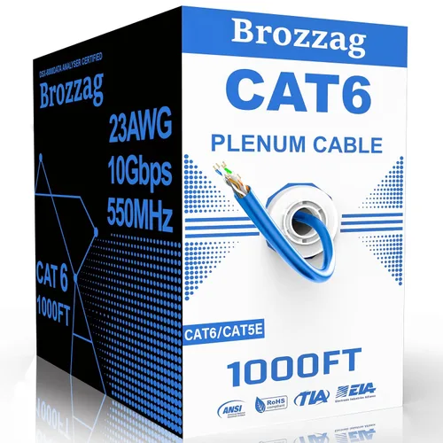 Vista 33 de Cable Ethernet de 20 pies para Cat6/Cat5E, 10 Gbps compatible con Cat8/Cat7, cable de red 24AWG para interiores y exteriores, entierro directo Negro