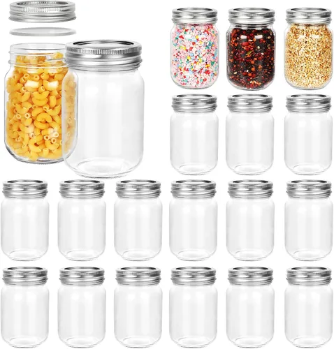 Vista 10 de BETROME Tarros Mason de 4 onzas, paquete de 24 tarros de vidrio de 4.1 fl oz con tapas de boca regular, tarros de vidrio para almacenamiento
