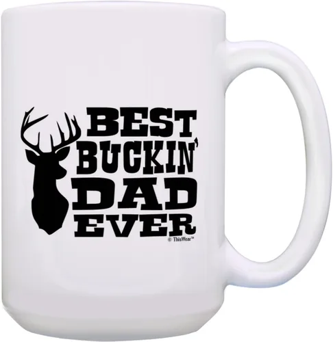 Vista 14 de ThisWear Hunting Camo Best Buckin' Dad Ever Gift Taza de café de cerámica de 11 oz con asa