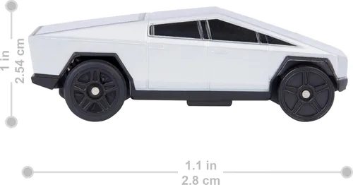 Vista 5 de Coche de juguete Hot Wheels RC, Tesla Cybertruck controlado por radio en escala 1:64, para jugar en pista o fuera de ella, incluye controlador