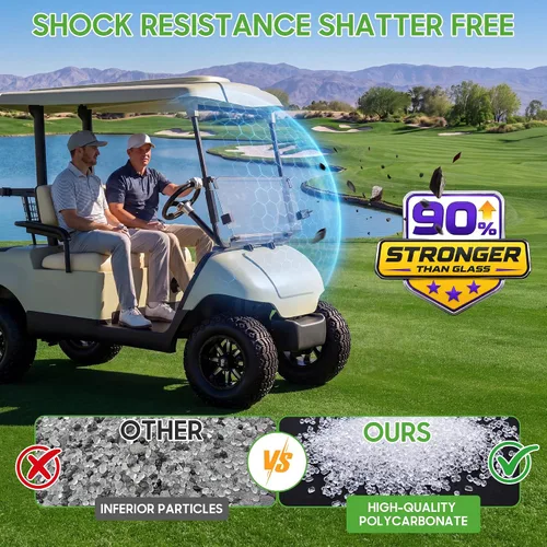 Vista 6 de 10L0L Golf Cart Windshield for Yamaha G14 G16 G19 1995-2002 Clear/Tinted Fits G14 G16 G19 Gas & Electric, 4.76mm Thick Polycarbonate Folding Down