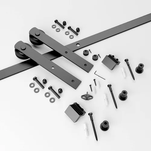 Vista 4 de SMARTSTANDARD Kit de herrajes para puerta corrediza de granero de 4 pies