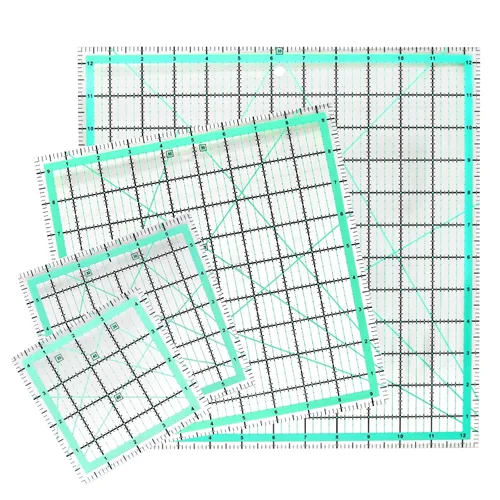Vista 9 de MANUFORE 4 reglas cuadradas de acolchado (12.6 in/9.4 in/6.3 in/4.7 in) regla acrílica de costura regla métrica antideslizante, herramientas