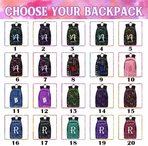 Vista 2 de MyPupSocks Mochila escolar personalizada para niños y niñas, mochila escolar personalizada para hija, hijo, amigos, Mochila13, Tamaño único