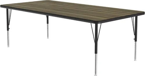 Vista 116 de Correll - Mesa rectangular de actividades para el aula de 24 x 36 pulgadas, altura ajustable (19-29 pulgadas), parte superior de nogal colonial
