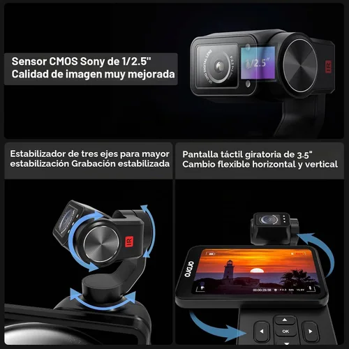 Vista 2 de ORDRO Videocámara de bolsillo M5, videocámara de video 4K 60FPS de estabilización de 3 ejes, cámara de bolsillo de visión nocturna IR para vlogging