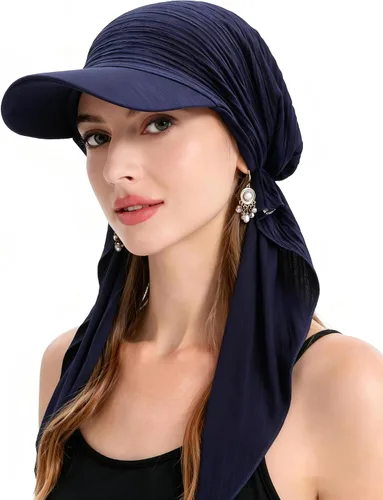 Vista 10 de ZLYC Gorro ligero con ala de quimioterapia para mujer, bufanda para la Tie Dyed Purple