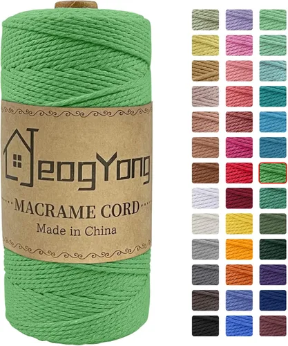 Vista 35 de JeogYong Cuerda de macramé de 0.078 pulgadas x 218 yardas, cuerda de algodón natural torcida de 3 hebras, cuerda de algodón de color para colgar