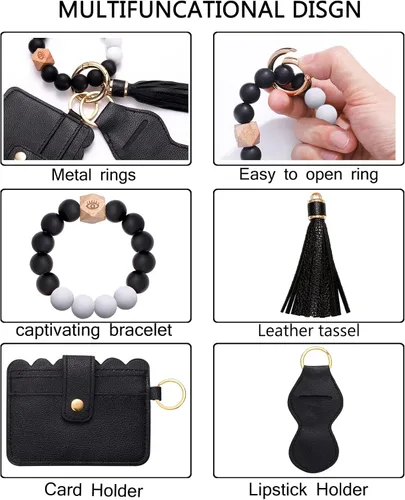 Vista 13 de BVGA Pulsera llavero de pulsera de silicona para mujer
